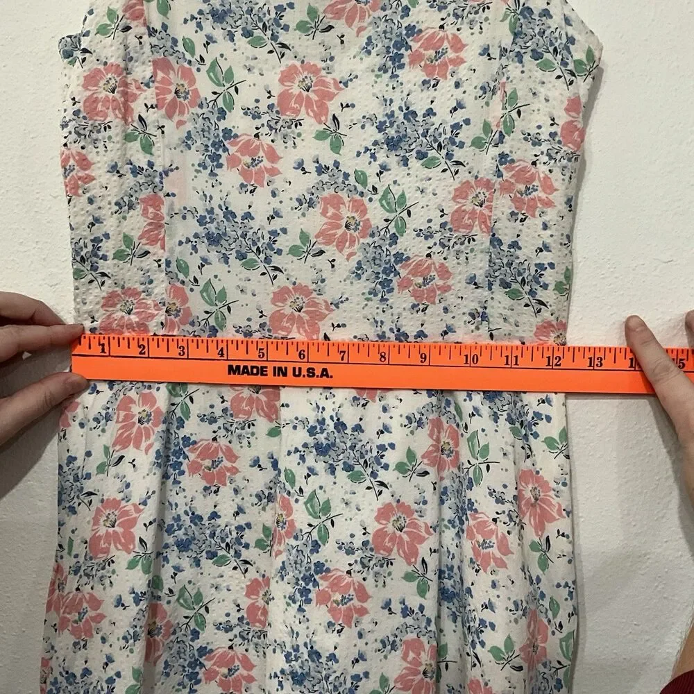 Ralph Lauren Girls Pink & Blue Floral Sleeveless White Spring Dress 16 XL